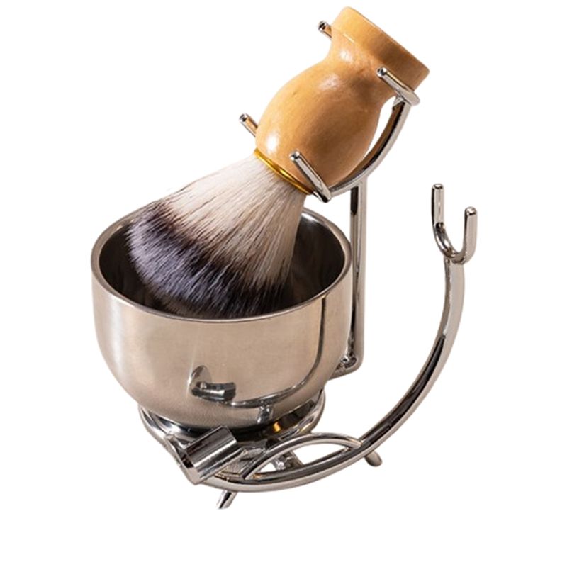 Shaving Bowl Soap - ABKS-Roestvrijstalen Scheerkwasthouder Perfecte Dubbellaagse Zeepbak En