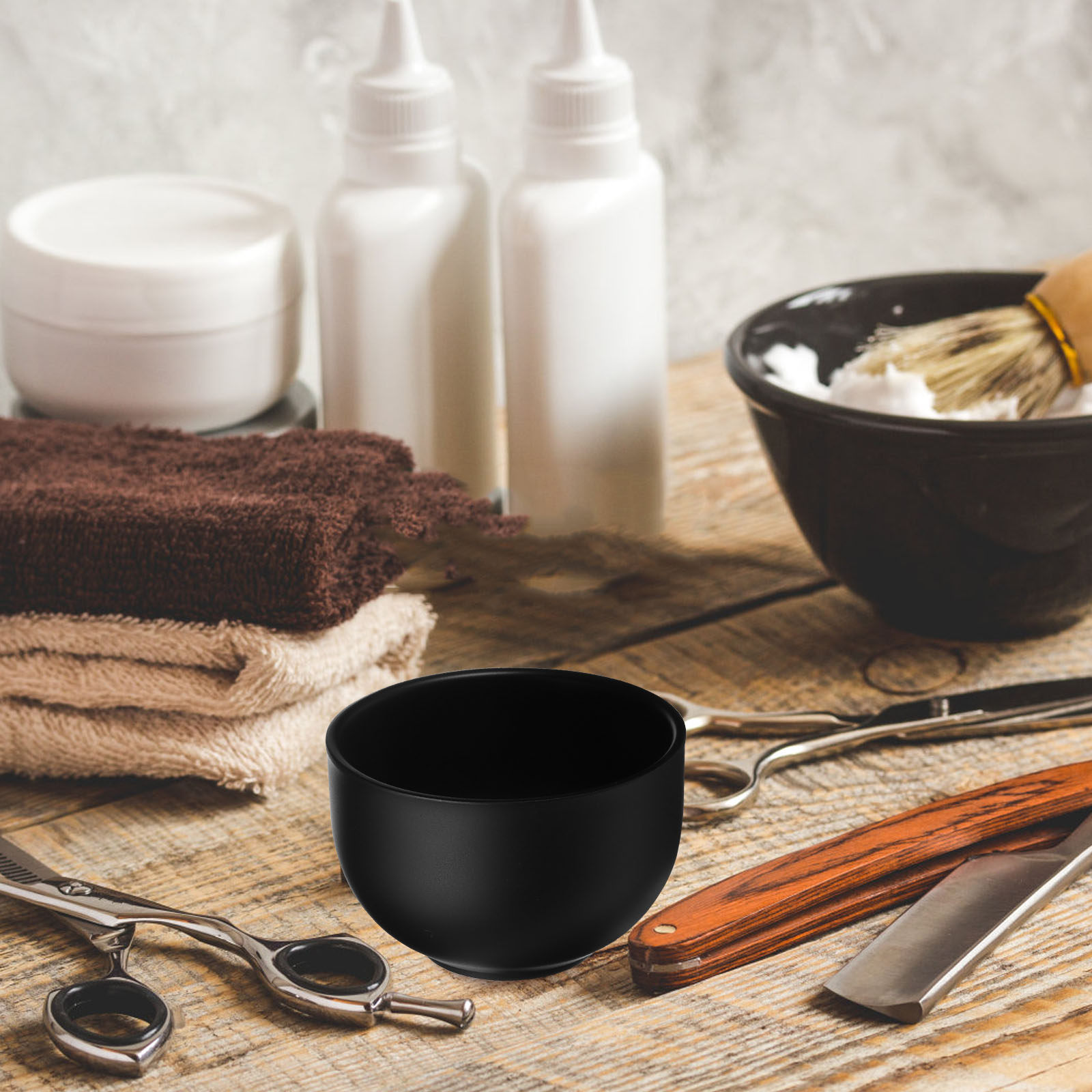 Shaving Bowl Soap - Zwarte heren scheerkom van roestvrij staal,