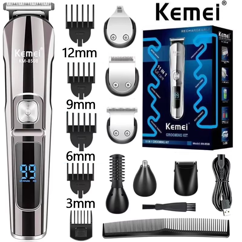 Mens Grooming Box - Kemei Professionele Multifunctionele Baardhaartrimmer Waterdicht 6