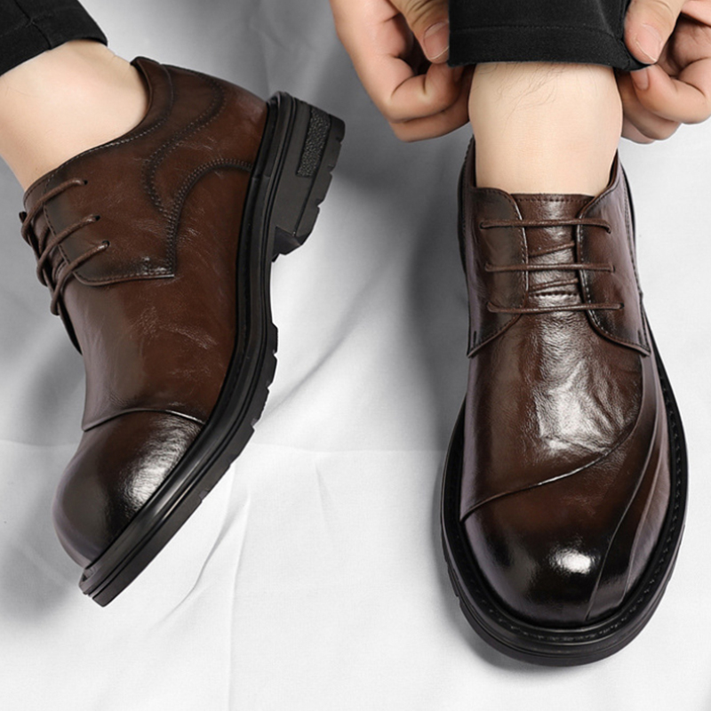 Bruin gepolijst echt leer met  - Men'S Grooming Oxford recensie en prijs