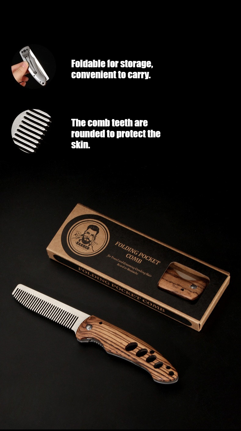Vouwbare baardkam van massief  - Mens Grooming Box recensie en prijs
